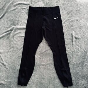 Nike Black Thick Material Front Seam - High Waisted Leggings with Ankle Zips - S
